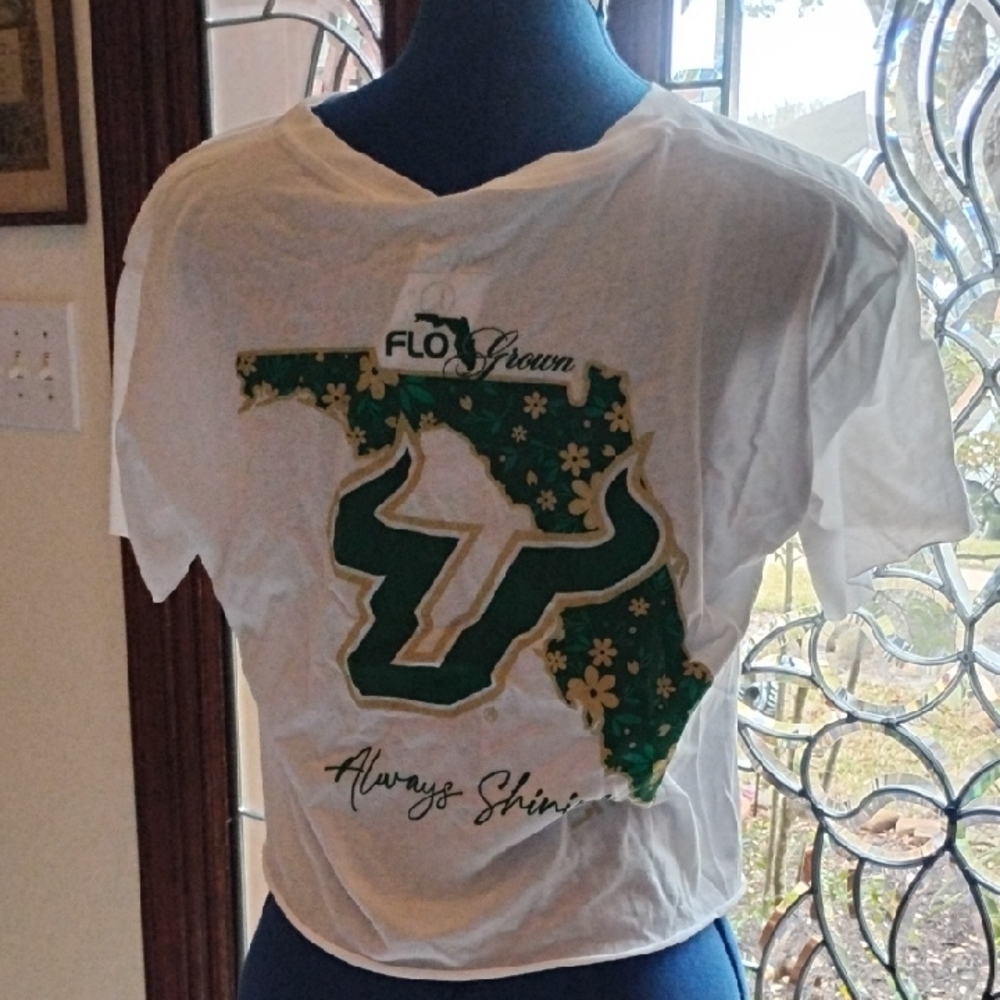 South Florida Bulls Always Shining Floral Crop Top